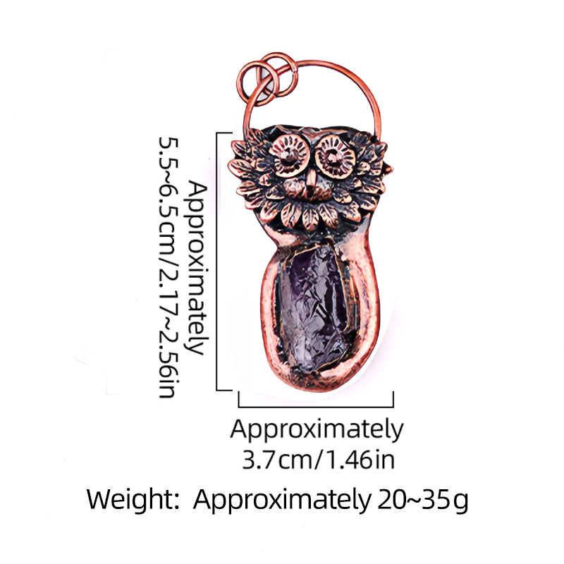Natural Raw Gemstone Nugget Handcrafted Retro Red Copper OwlPendant for Making Jewelry SP1915C