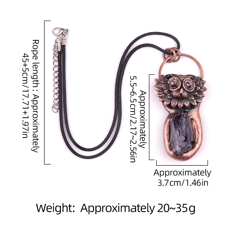 Natural Raw Gemstone Nugget Handcrafted Retro Red Copper OwlPendant for Making Jewelry SP1915C
