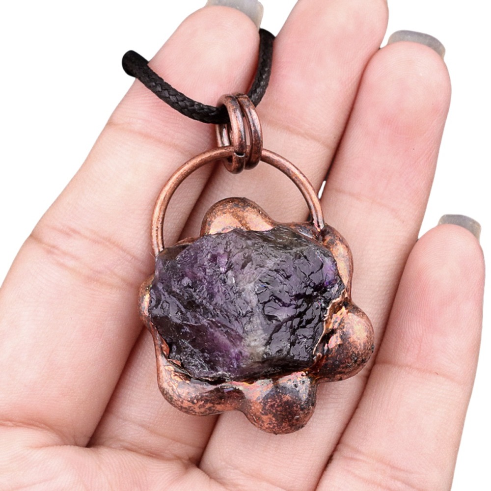 Natural Raw Gemstone Nugget Handcrafted Retro Red Copper Sunflower Pendant for Making Jewelry SP1914C