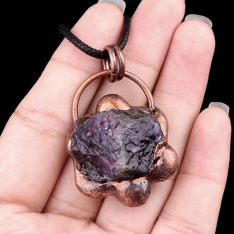 Natural Raw Gemstone Nugget Handcrafted Retro Red Copper Sunflower Pendant for Making Jewelry SP1914C