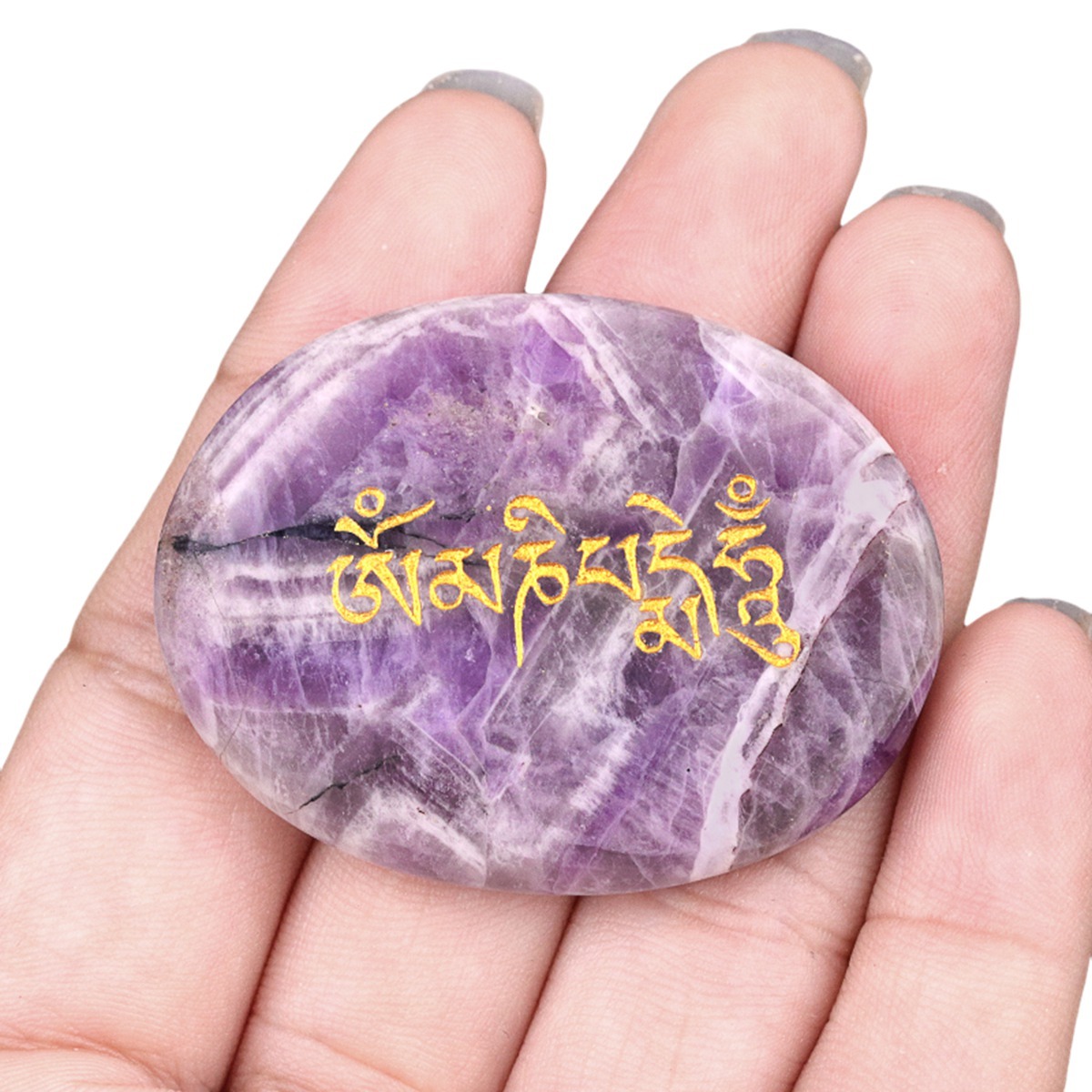 Thumb Worry Stone for Anxiety Stress Relief Meditation Home Decor-"Om Mani Padme Hum"
