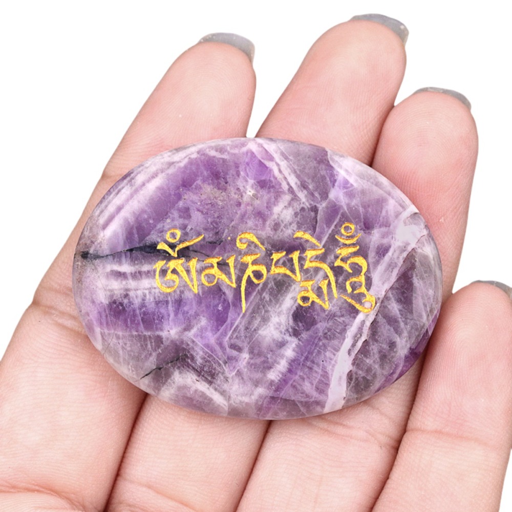 Thumb Worry Stone for Anxiety Stress Relief Meditation Home Decor-"Om Mani Padme Hum"