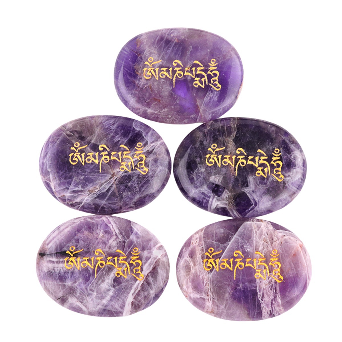 Thumb Worry Stone for Anxiety Stress Relief Meditation Home Decor-"Om Mani Padme Hum"