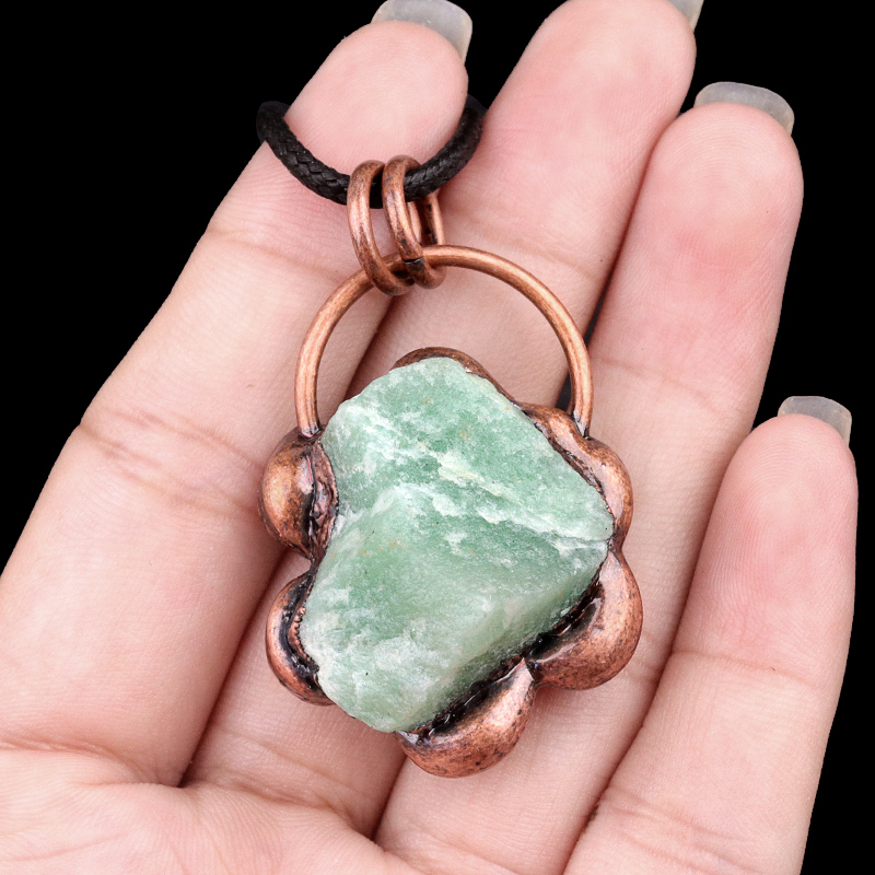 Natural Raw Gemstone Nugget Handcrafted Retro Red Copper Sunflower Pendant for Making Jewelry SP1914C