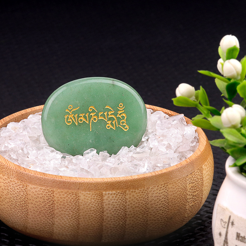 Thumb Worry Stone for Anxiety Stress Relief Meditation Home Decor-"Om Mani Padme Hum"
