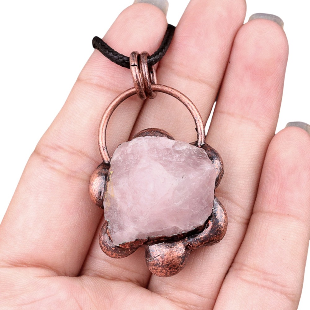 Natural Raw Gemstone Nugget Handcrafted Retro Red Copper Sunflower Pendant for Making Jewelry SP1914C