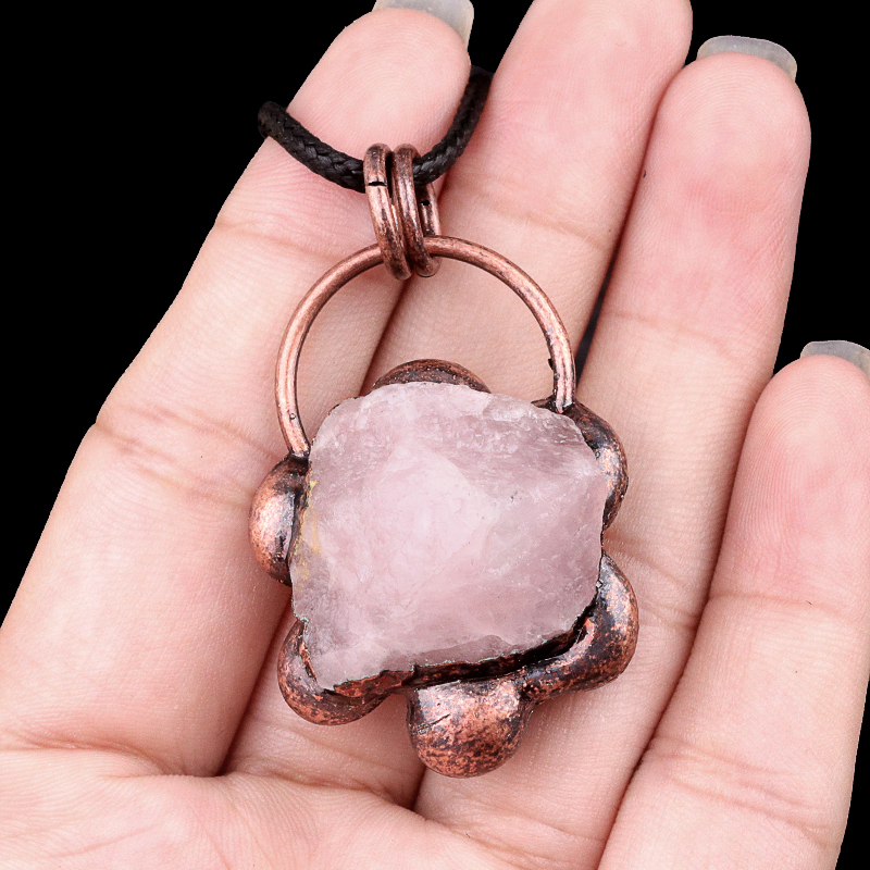 Natural Raw Gemstone Nugget Handcrafted Retro Red Copper Sunflower Pendant for Making Jewelry SP1914C