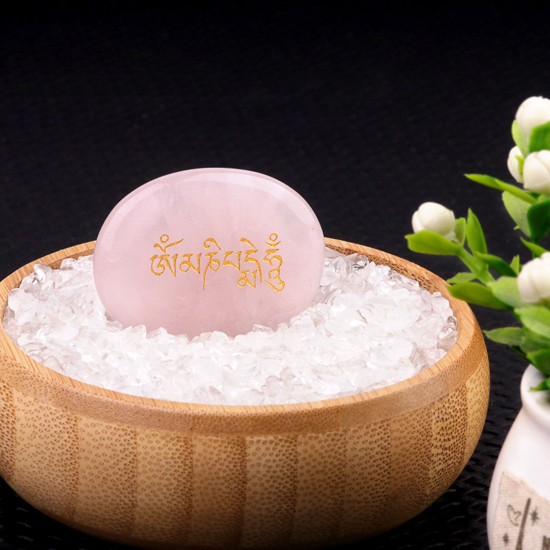 Thumb Worry Stone for Anxiety Stress Relief Meditation Home Decor-"Om Mani Padme Hum"