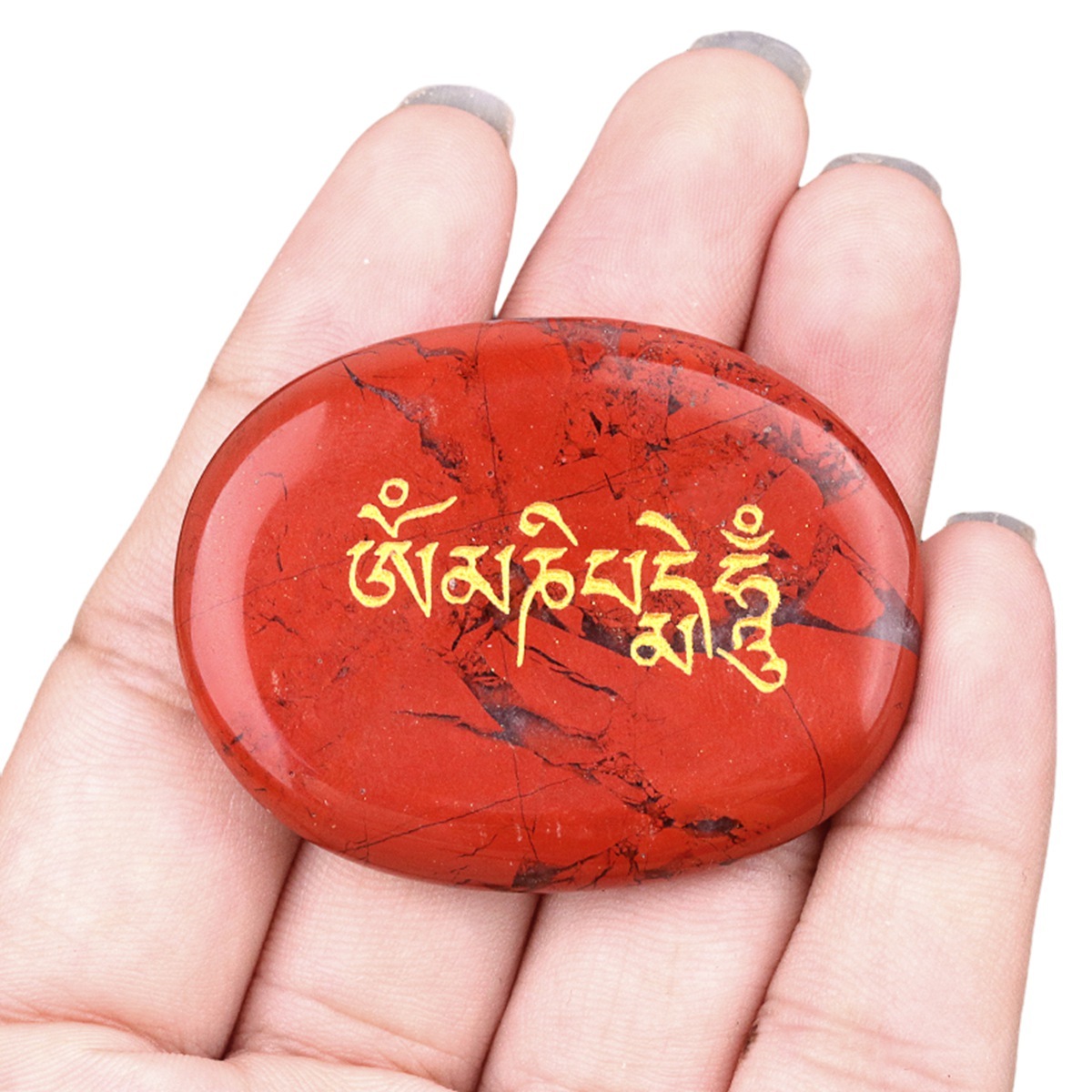 Thumb Worry Stone for Anxiety Stress Relief Meditation Home Decor-"Om Mani Padme Hum"