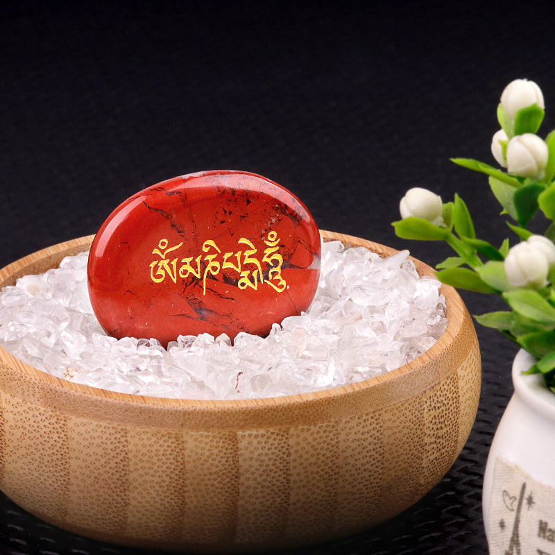Thumb Worry Stone for Anxiety Stress Relief Meditation Home Decor-"Om Mani Padme Hum"