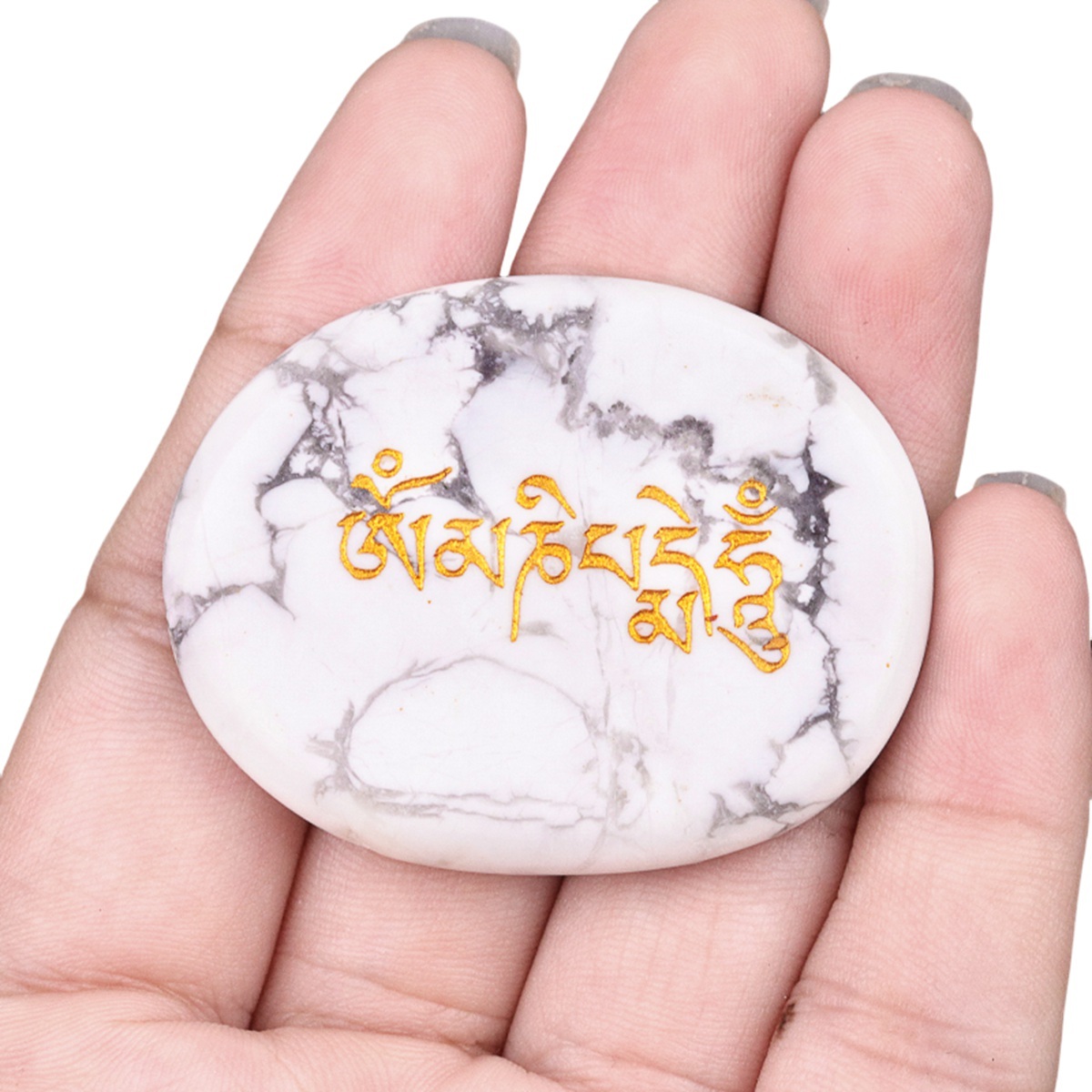 Thumb Worry Stone for Anxiety Stress Relief Meditation Home Decor-"Om Mani Padme Hum"
