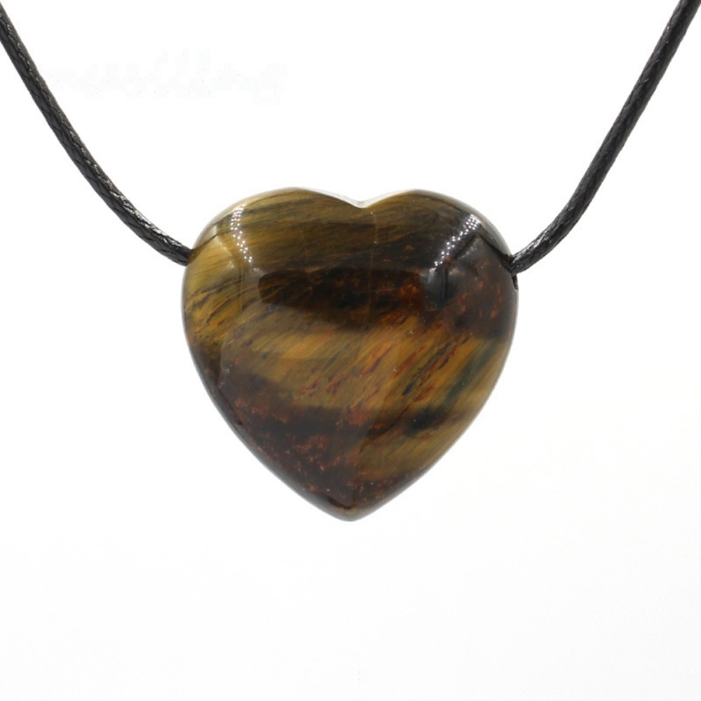 25MM Gemstone Heart  Drilled 3MM Side Hole Necklace for Women Men Black Cord