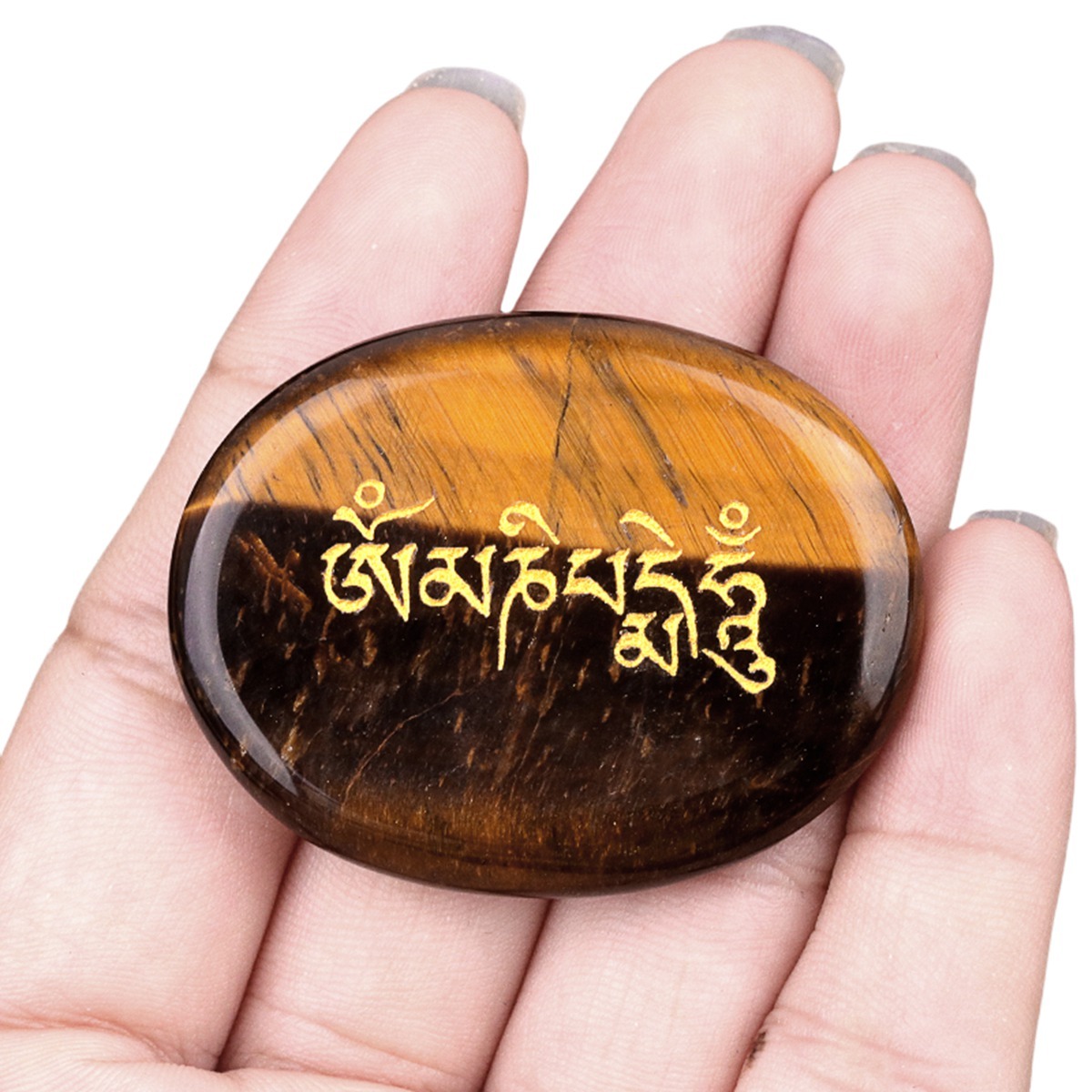 Thumb Worry Stone for Anxiety Stress Relief Meditation Home Decor-"Om Mani Padme Hum"