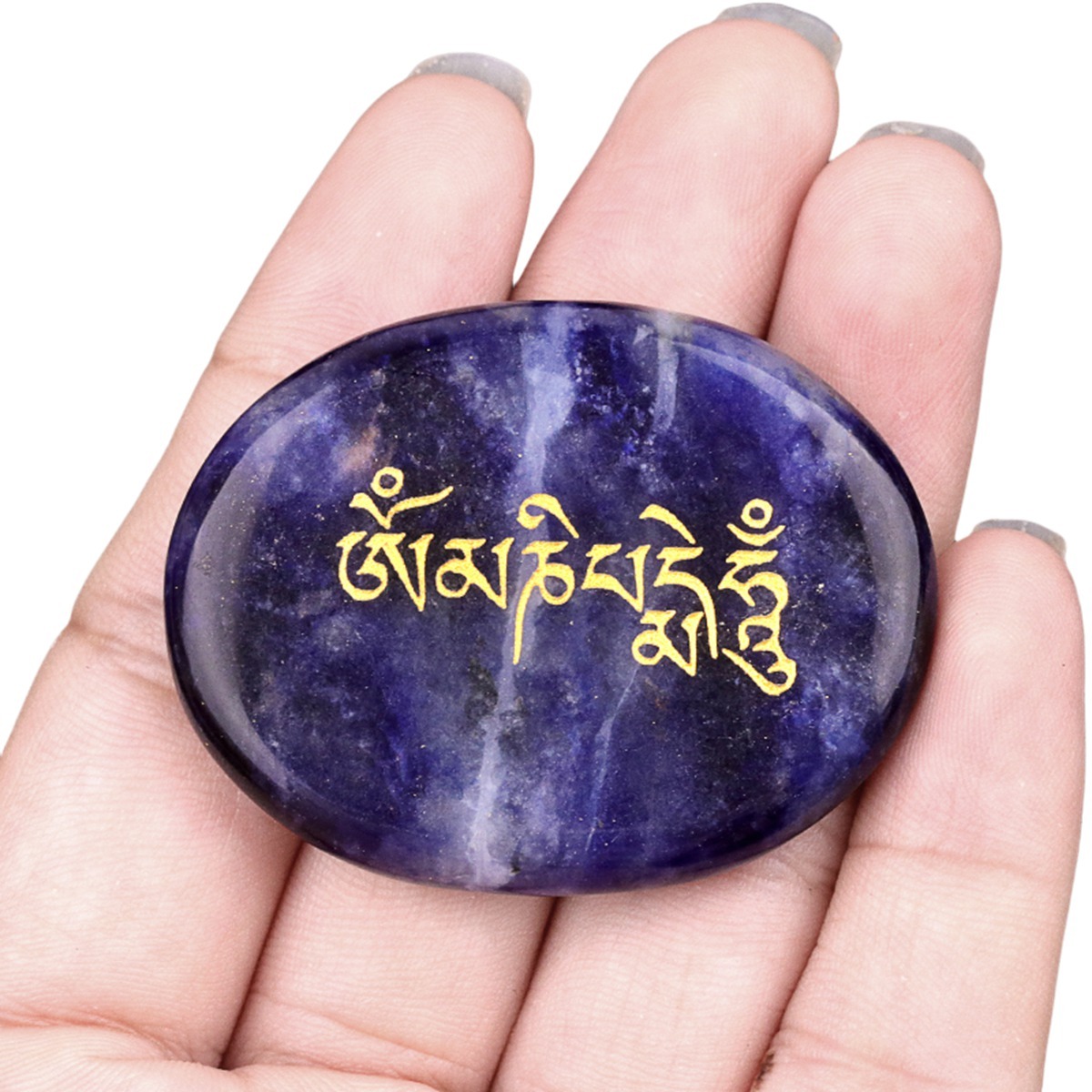 Thumb Worry Stone for Anxiety Stress Relief Meditation Home Decor-"Om Mani Padme Hum"