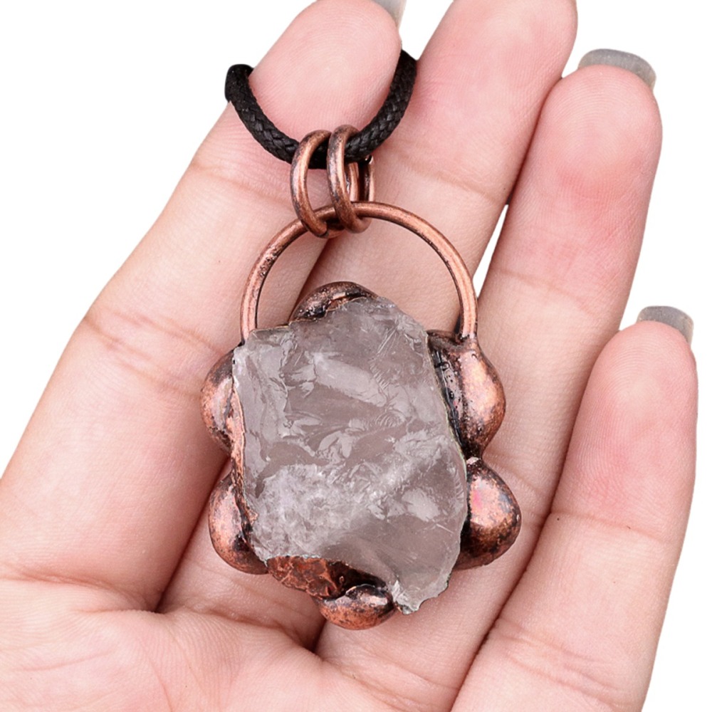 Natural Raw Gemstone Nugget Handcrafted Retro Red Copper Sunflower Pendant for Making Jewelry SP1914C