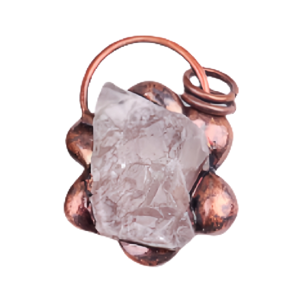 Natural Raw Gemstone Nugget Handcrafted Retro Red Copper Sunflower Pendant for Making Jewelry SP1915C