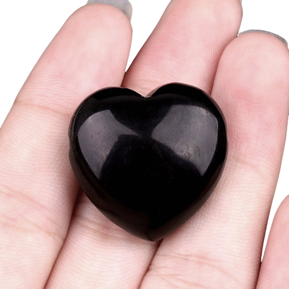 25MM Gemstone Heart  Drilled 3MM Side Hole Necklace for Women Men Black Cord