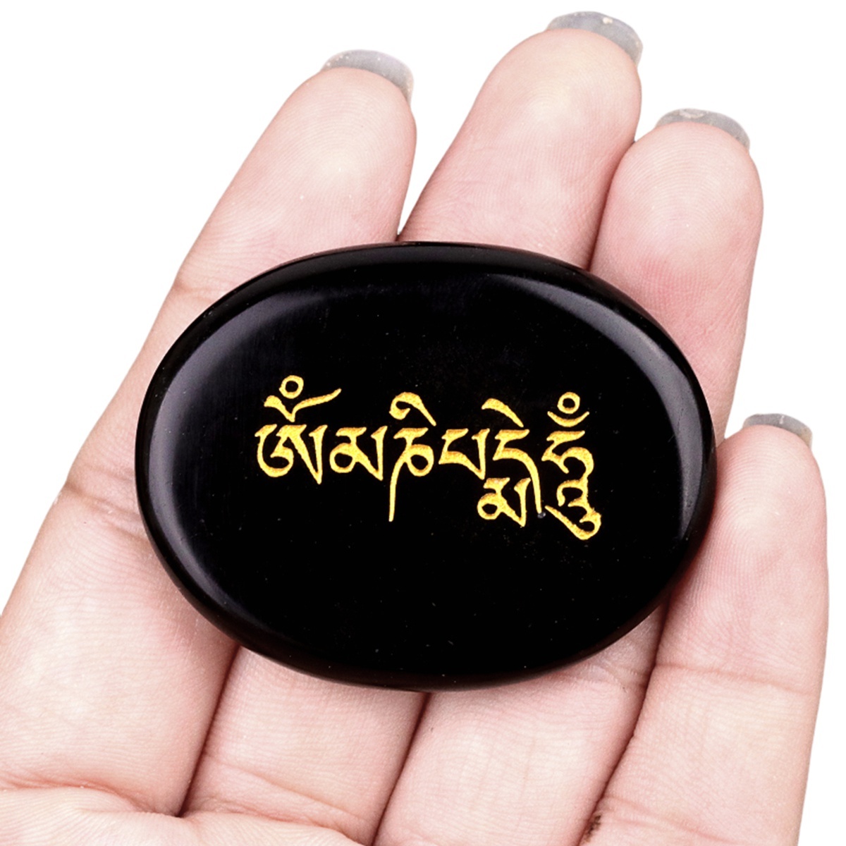 Thumb Worry Stone for Anxiety Stress Relief Meditation Home Decor-"Om Mani Padme Hum"
