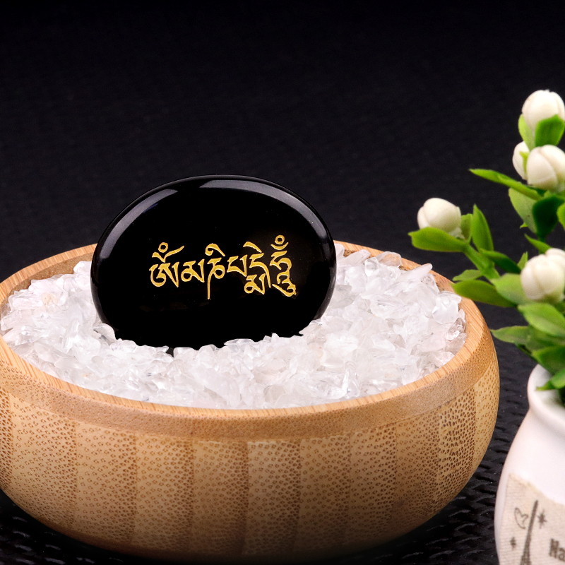 Thumb Worry Stone for Anxiety Stress Relief Meditation Home Decor-"Om Mani Padme Hum"