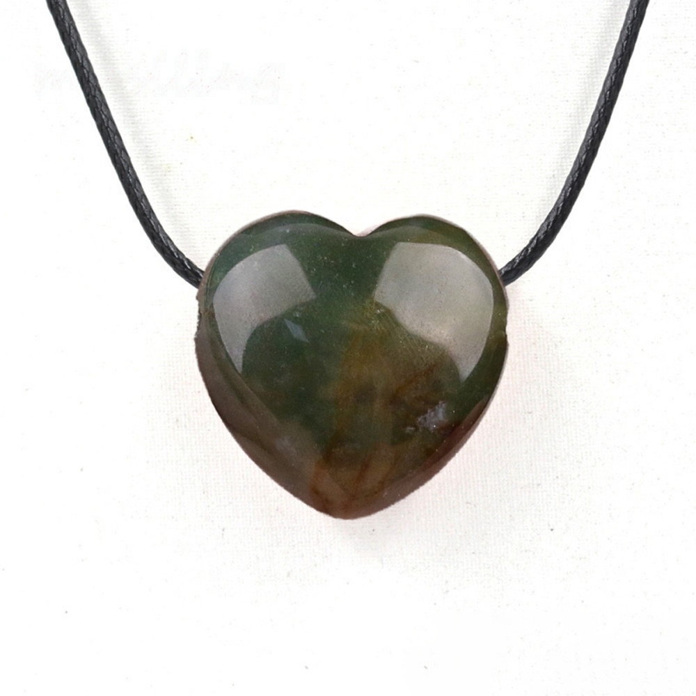 25MM Gemstone Heart  Drilled 3MM Side Hole Necklace for Women Men Black Cord