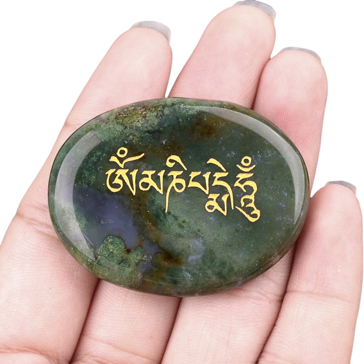 Thumb Worry Stone for Anxiety Stress Relief Meditation Home Decor-"Om Mani Padme Hum"