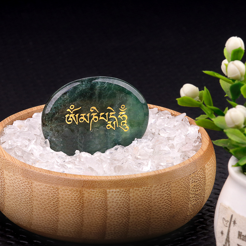 Thumb Worry Stone for Anxiety Stress Relief Meditation Home Decor-"Om Mani Padme Hum"