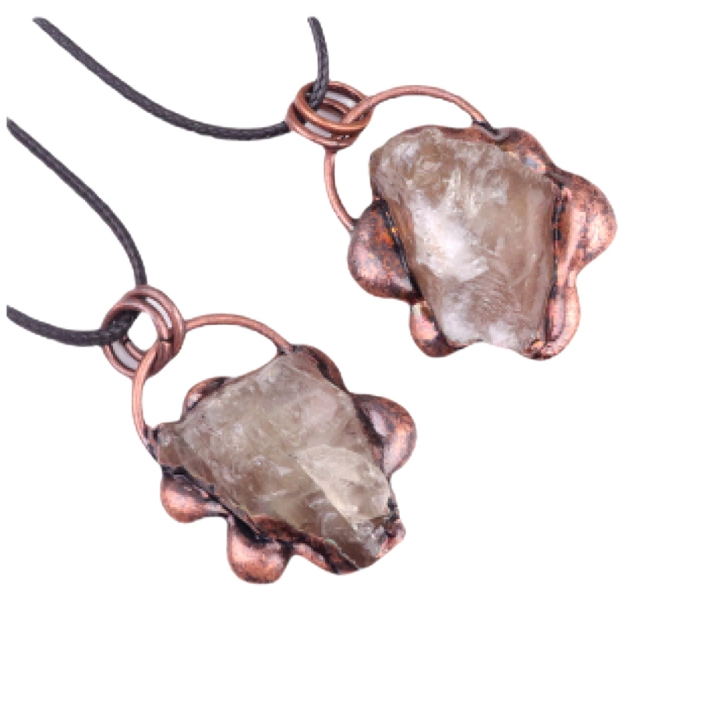 Natural Raw Gemstone Nugget Handcrafted Retro Red Copper Sunflower Pendant for Making Jewelry SP1914C
