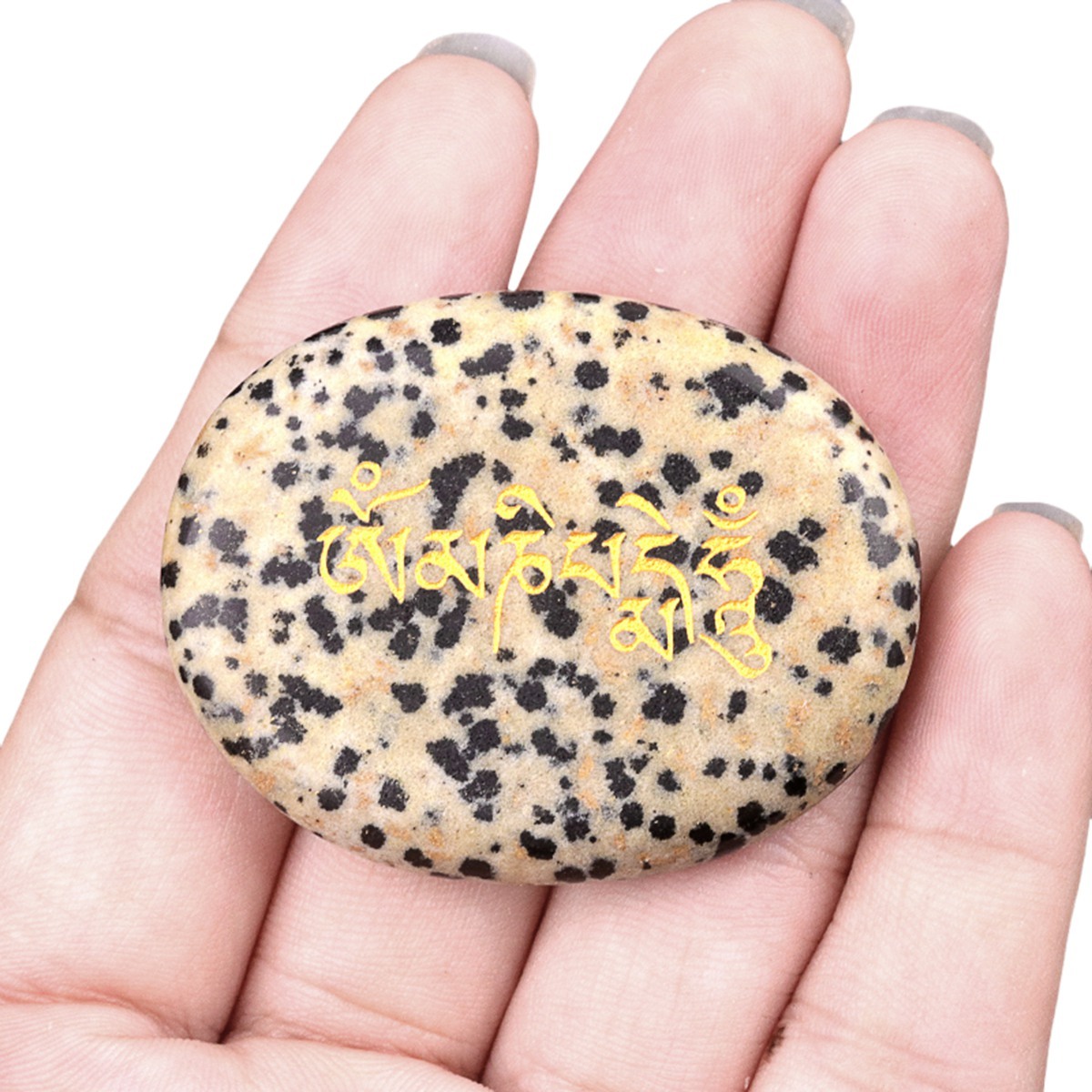 Thumb Worry Stone for Anxiety Stress Relief Meditation Home Decor-"Om Mani Padme Hum"