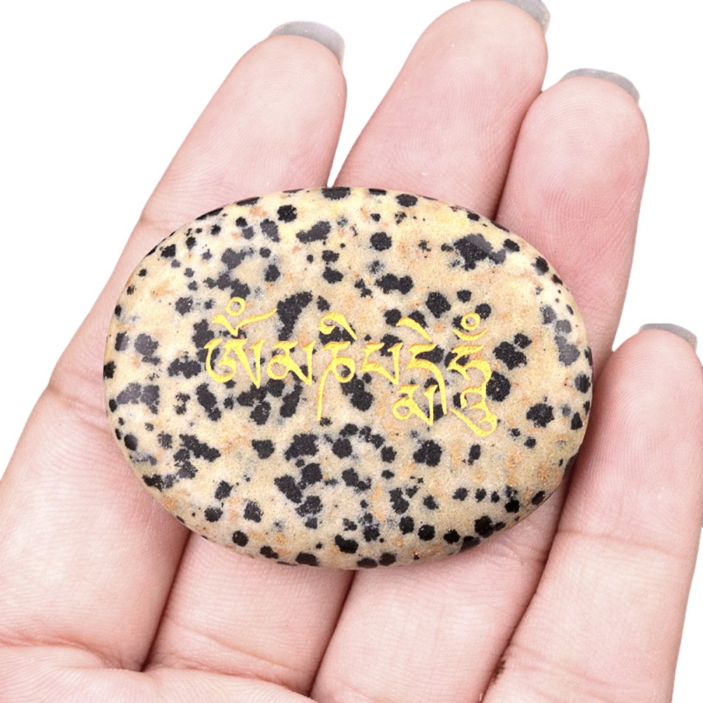 Thumb Worry Stone for Anxiety Stress Relief Meditation Home Decor-"Om Mani Padme Hum"