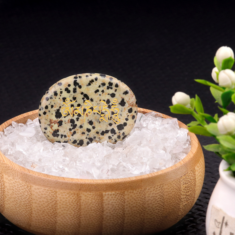 Thumb Worry Stone for Anxiety Stress Relief Meditation Home Decor-"Om Mani Padme Hum"