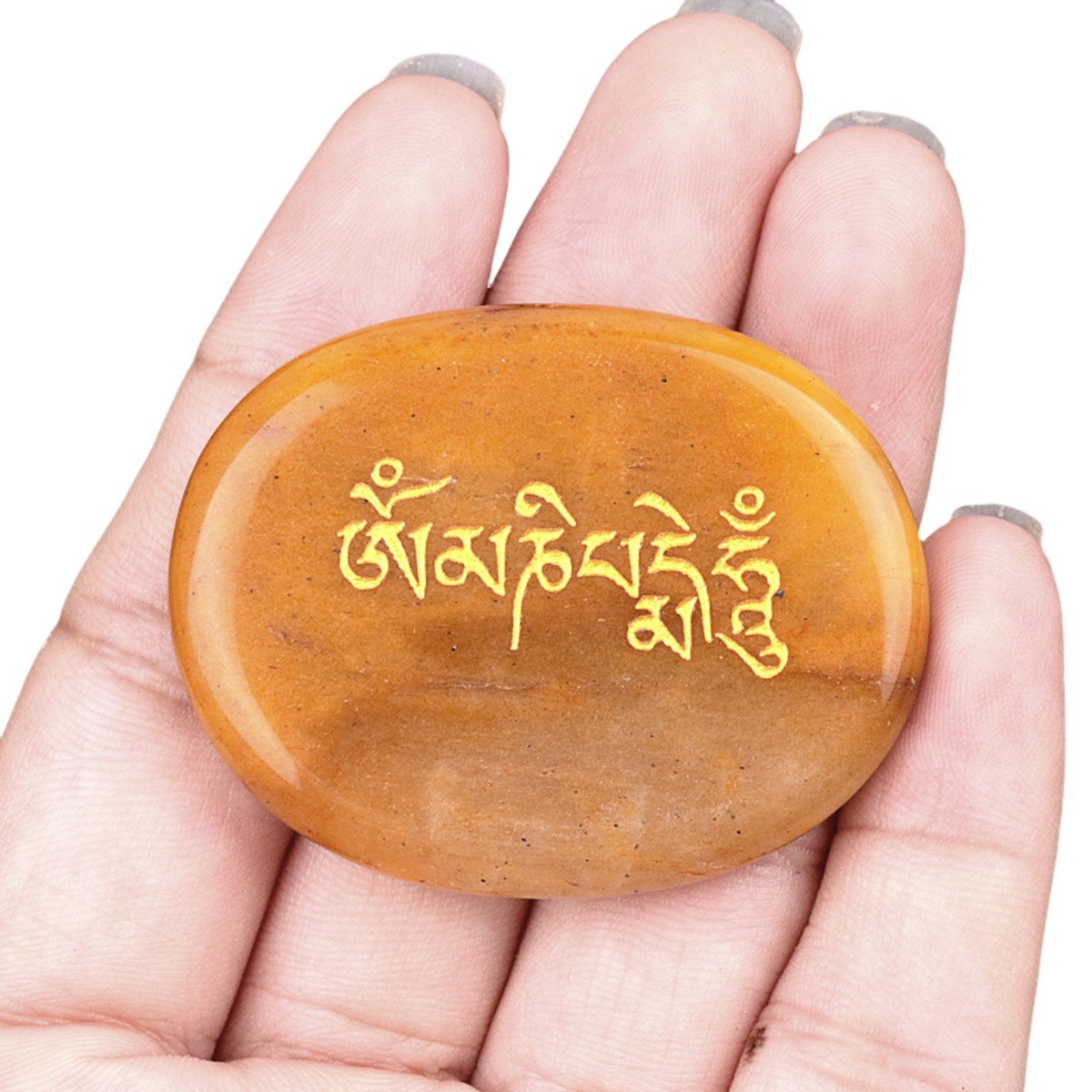 Thumb Worry Stone for Anxiety Stress Relief Meditation Home Decor-"Om Mani Padme Hum"