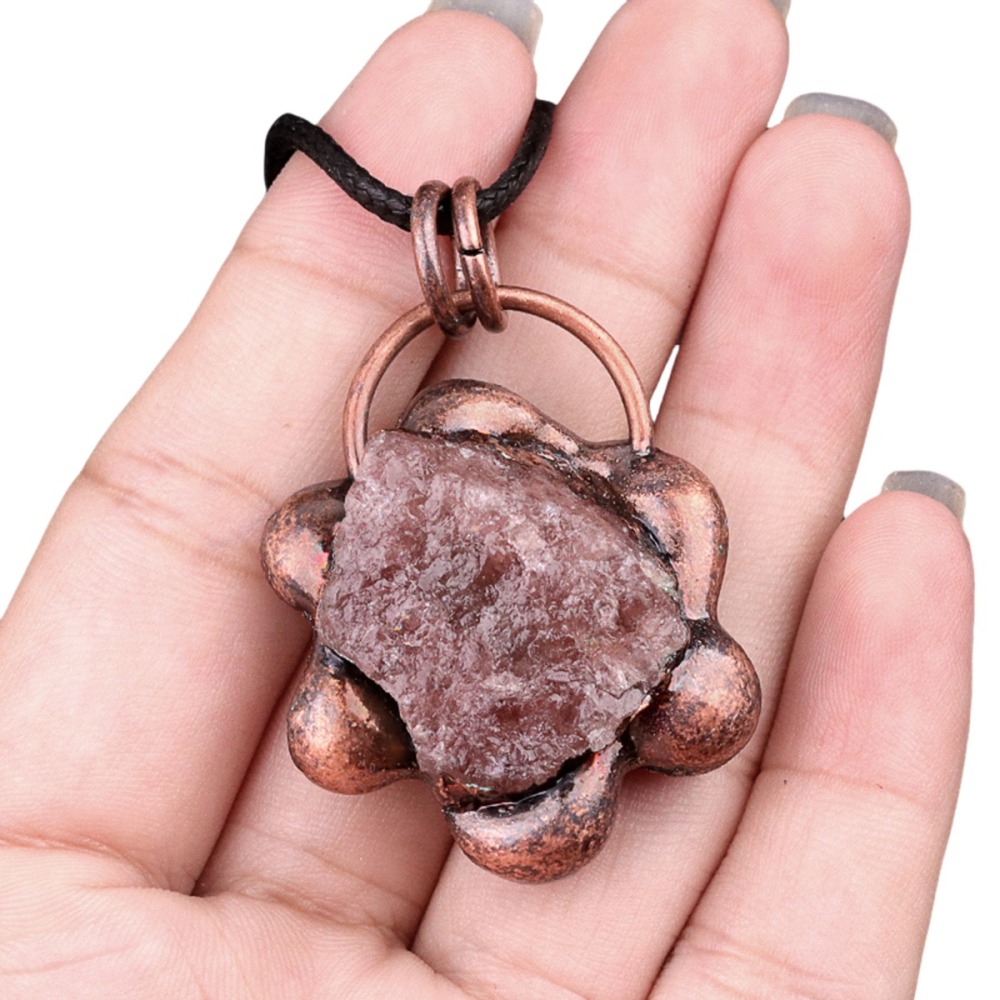 Natural Raw Gemstone Nugget Handcrafted Retro Red Copper Sunflower Pendant for Making Jewelry SP1914C