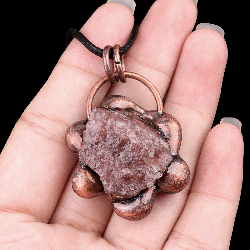 Natural Raw Gemstone Nugget Handcrafted Retro Red Copper Sunflower Pendant for Making Jewelry SP1914C