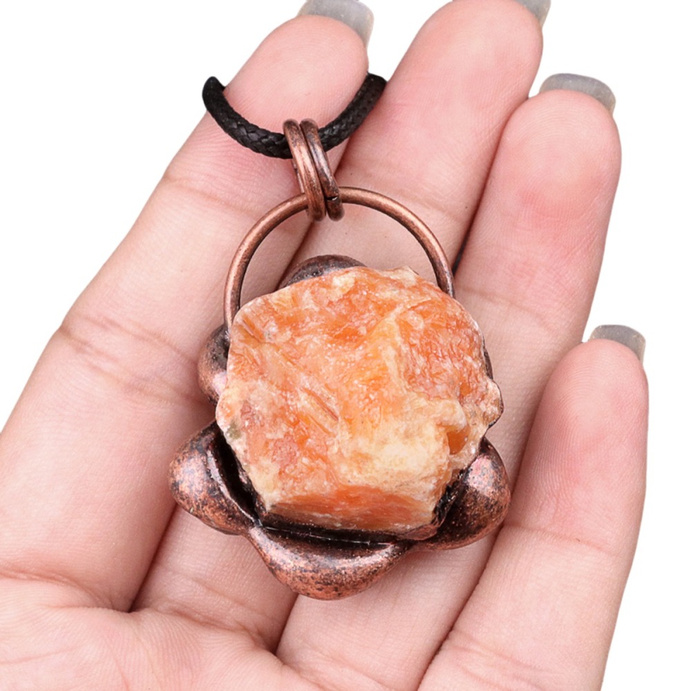 Natural Raw Gemstone Nugget Handcrafted Retro Red Copper Sunflower Pendant for Making Jewelry SP1914C