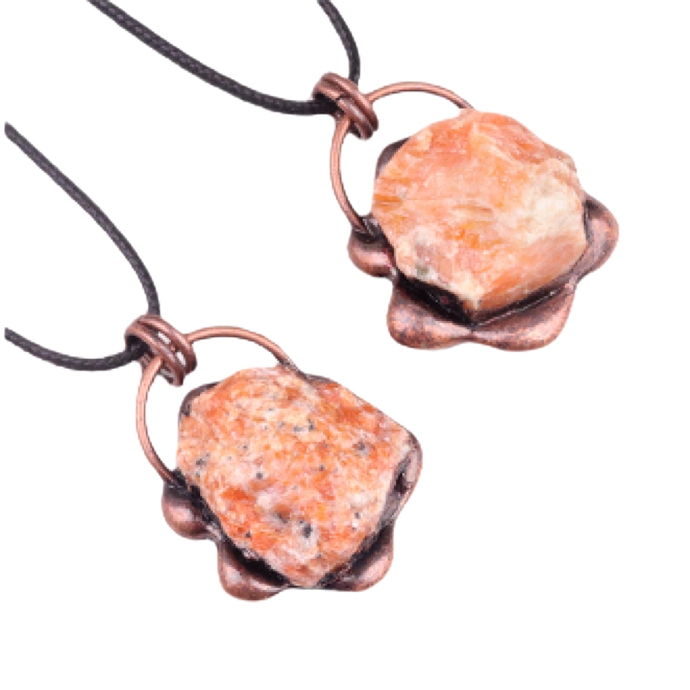 Natural Raw Gemstone Nugget Handcrafted Retro Red Copper Sunflower Pendant for Making Jewelry SP1914C