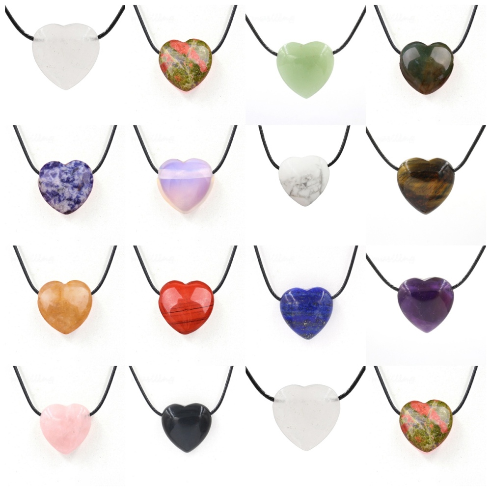 25MM Gemstone Heart  Drilled 3MM Side Hole for Making Jewelry