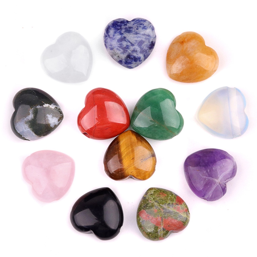 25MM Gemstone Heart  Drilled 3MM Side Hole for Making Jewelry