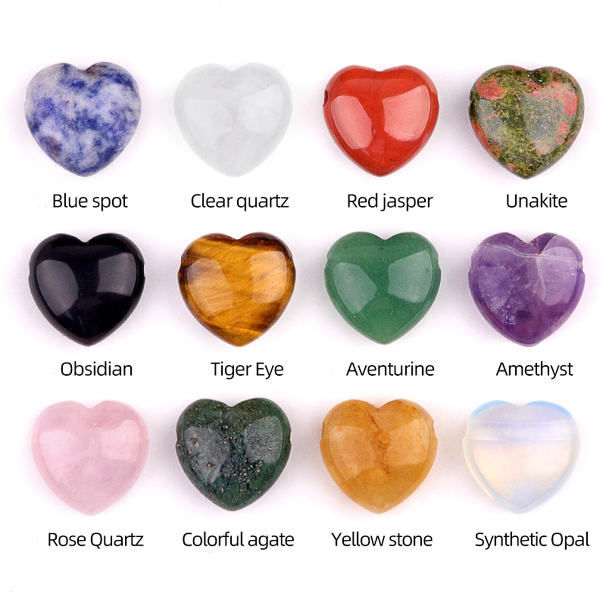 25MM Gemstone Heart  Drilled 3MM Side Hole for Making Jewelry