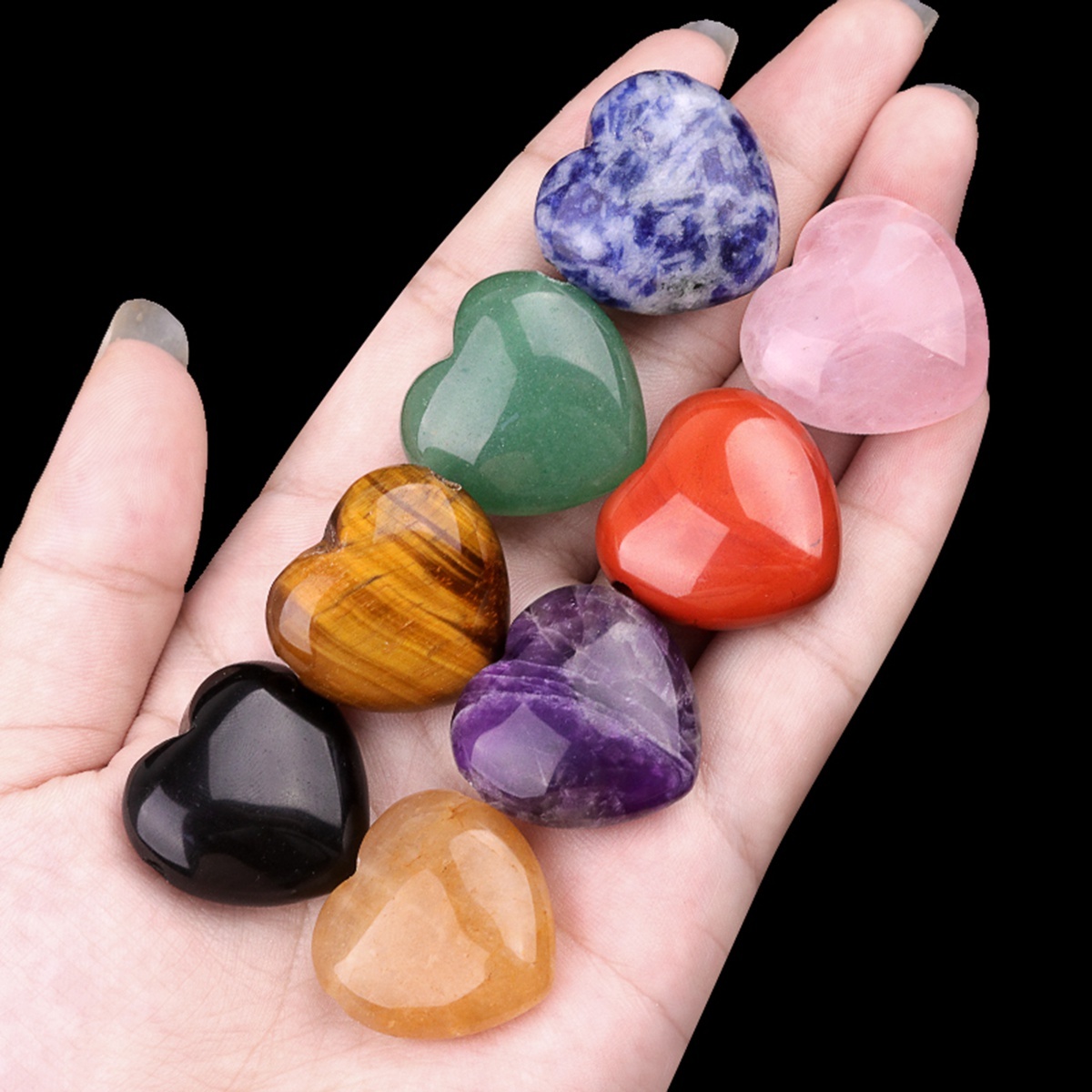 25MM Gemstone Heart  Drilled 3MM Side Hole for Making Jewelry