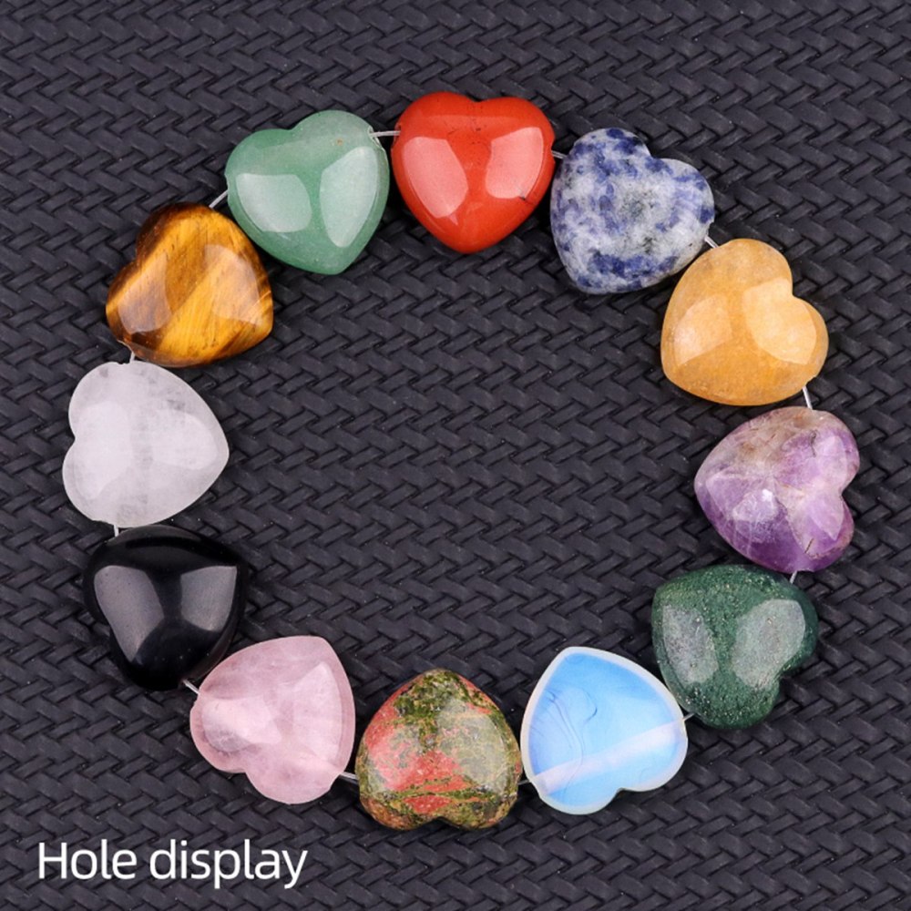 25MM Gemstone Heart  Drilled 3MM Side Hole for Making Jewelry