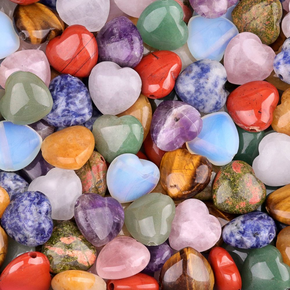 25MM Gemstone Heart  Drilled 3MM Side Hole for Making Jewelry