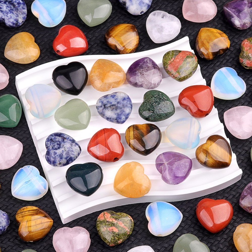 25MM Gemstone Heart  Drilled 3MM Side Hole for Making Jewelry