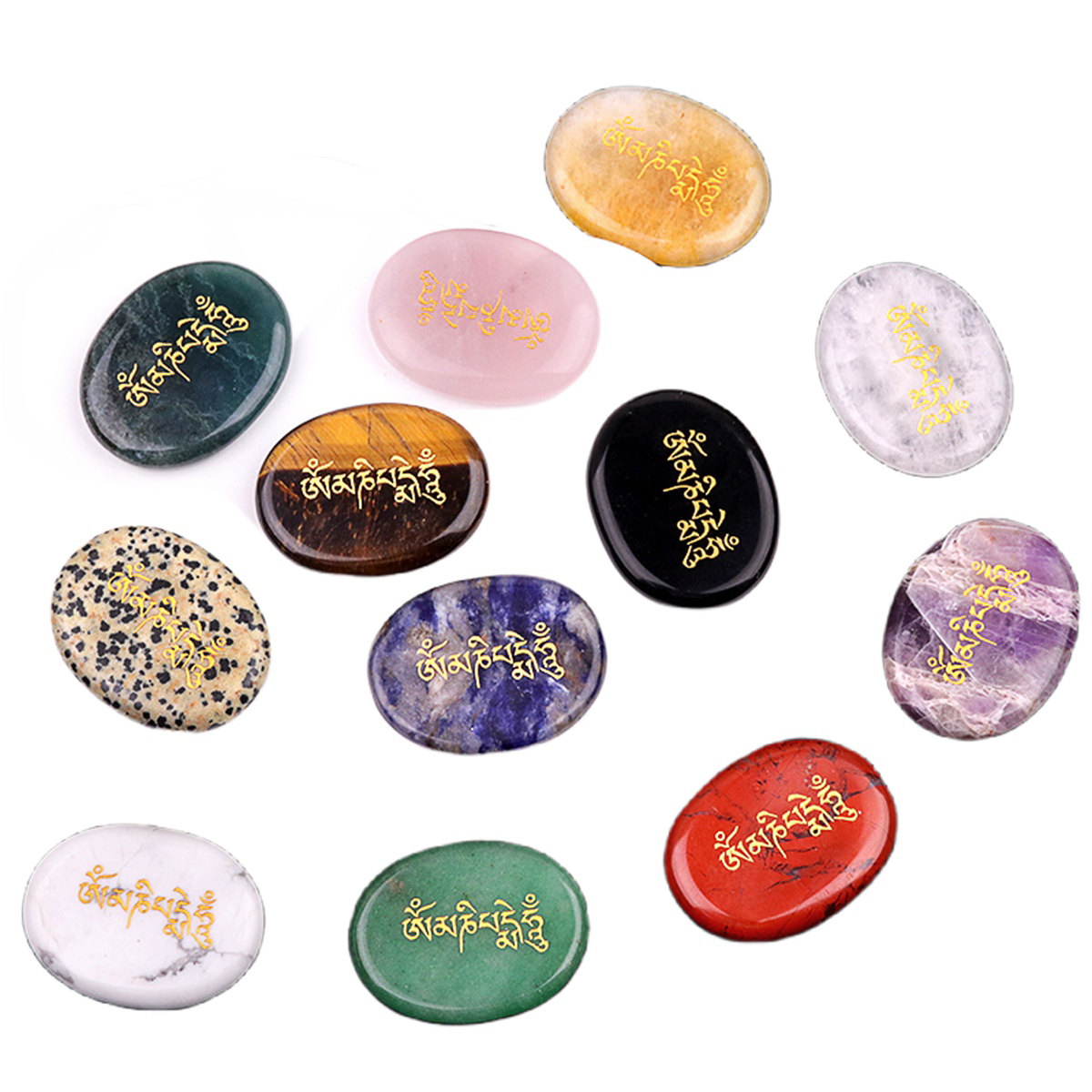 Thumb Worry Stone for Anxiety Stress Relief Meditation Home Decor-"Om Mani Padme Hum"
