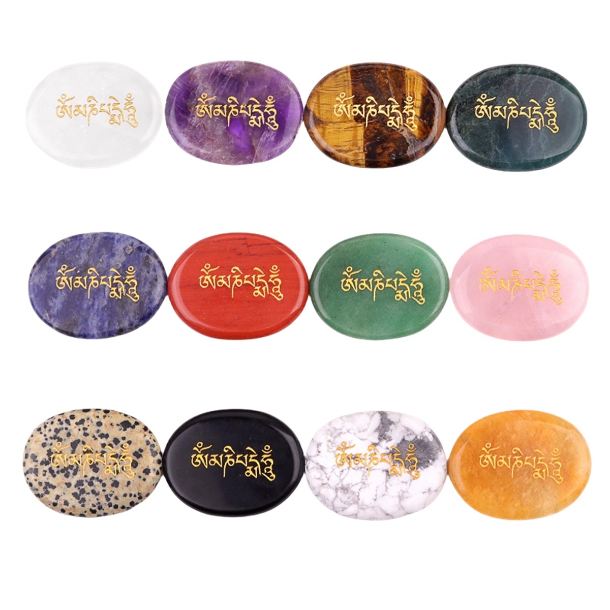 Thumb Worry Stone for Anxiety Stress Relief Meditation Home Decor-"Om Mani Padme Hum"