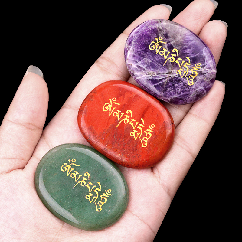 Thumb Worry Stone for Anxiety Stress Relief Meditation Home Decor-"Om Mani Padme Hum"