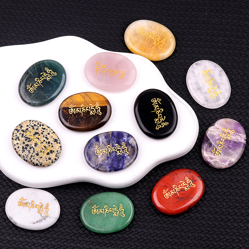 Thumb Worry Stone for Anxiety Stress Relief Meditation Home Decor-"Om Mani Padme Hum"