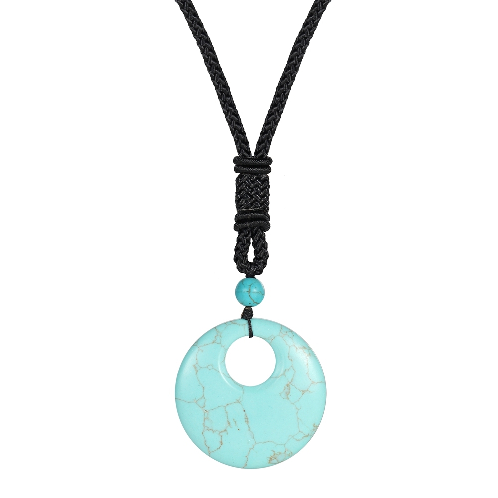 30MM Pingan Gemstone Pendant Necklace Adjustable Rope