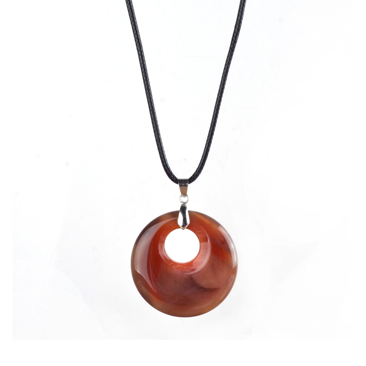 30MM Pingan Gemstone Pendant Necklace with 45CM Black Cord