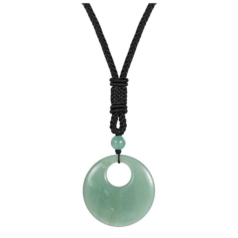 30MM Pingan Gemstone Pendant Necklace Adjustable Rope