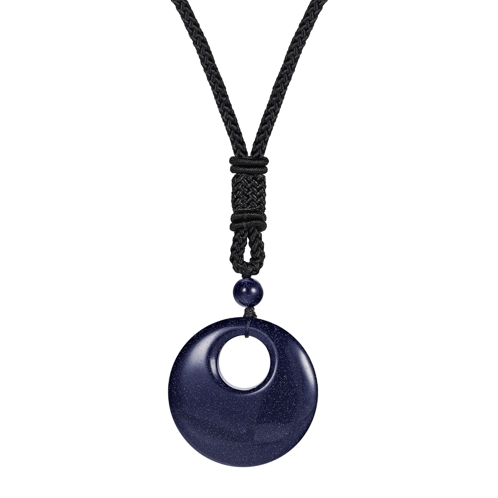 30MM Pingan Gemstone Pendant Necklace Adjustable Rope